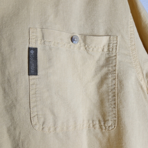 Columbia Mens Light Yellow Ramie/Cotton Short Sleeve Buttondown Shirt-Size L - Picture 4 of 8